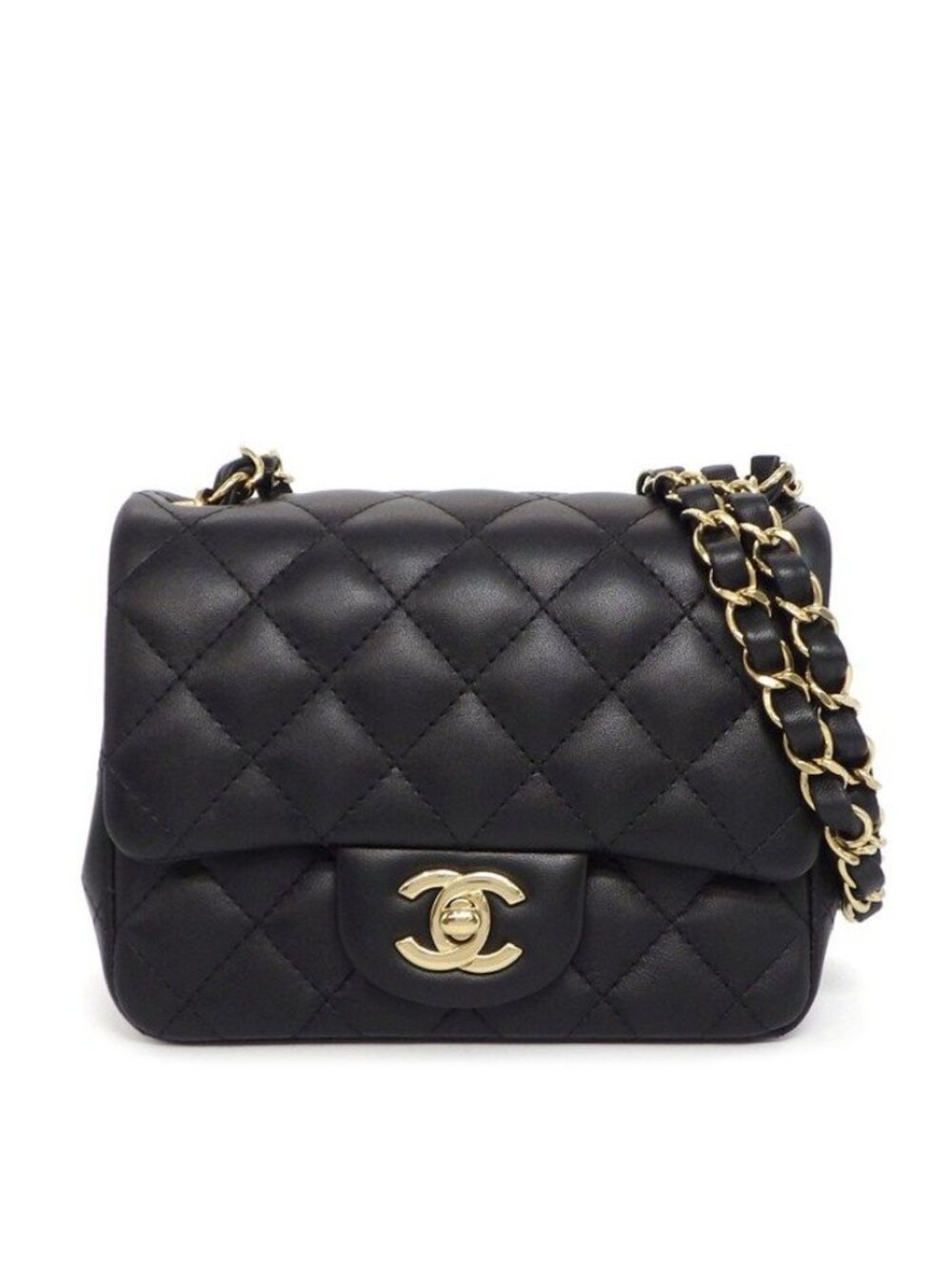 Chanel Shoulder Bag Quilted Mini Classic and Later Black Lambskin